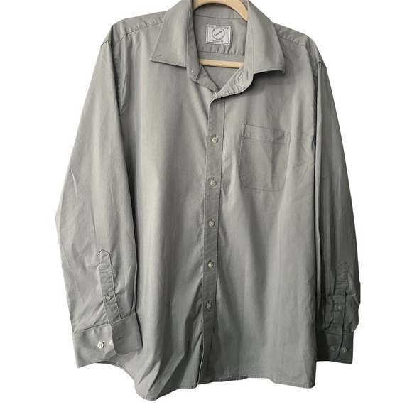 Bespoke Shirt Mens Large Gray Classic Fit Solid Long Sleeve Button Up Casual - Picture 1 of 3